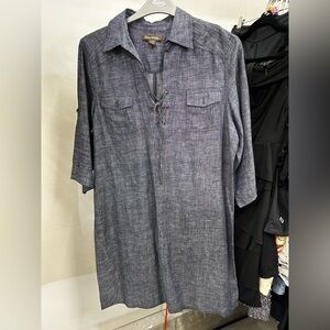 Tommy Bahama Gray Lace-Up Casual Dress